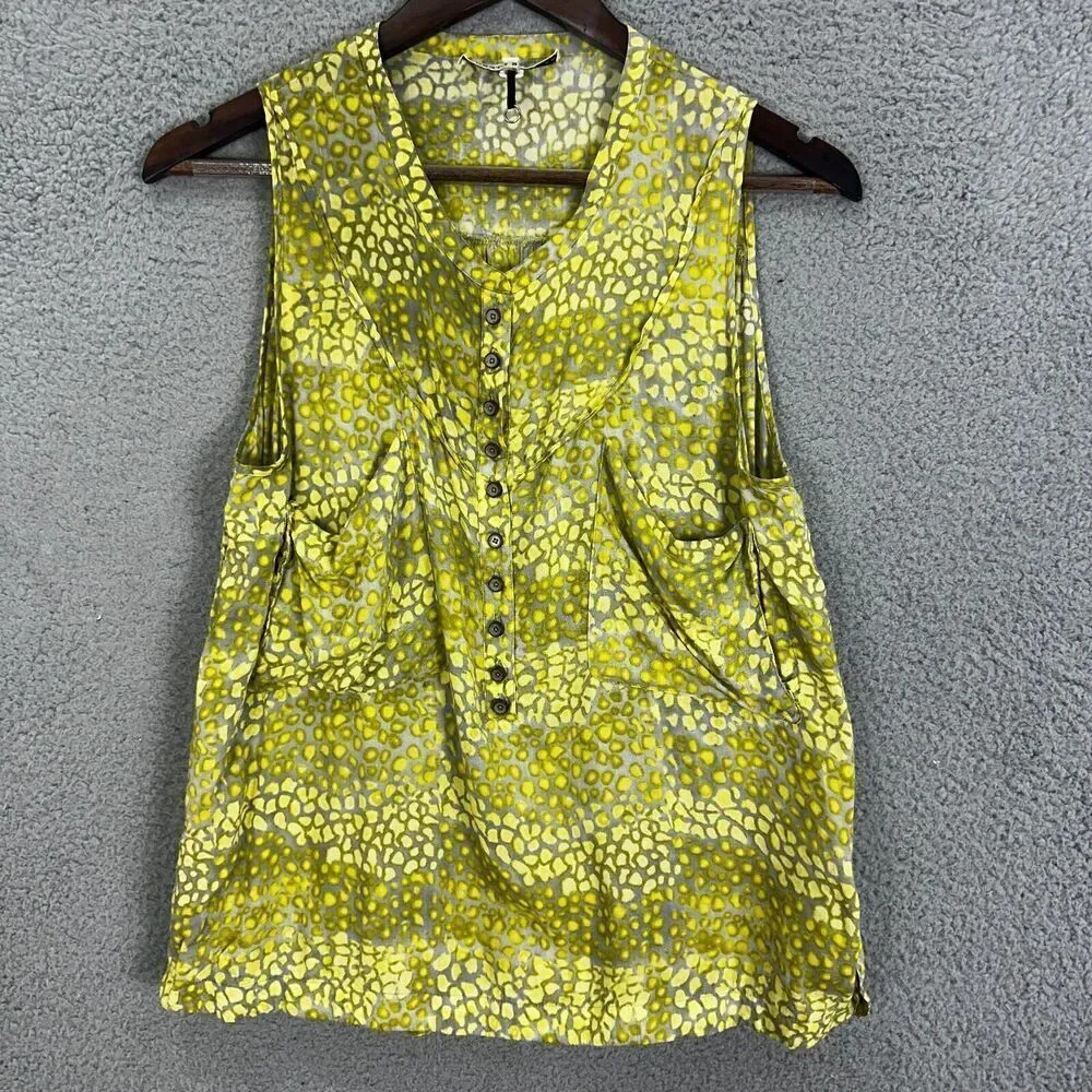 Twenty8twelve by s. miller top womens 6 green gray geometric print gauzy flowy